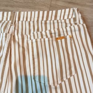 Chico's Pants 2.5 New White Beige Striped Secret Stretch Waist Straight Pant